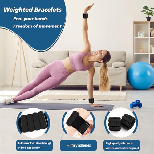 Wrist and Ankle Weights for Women & Men 2 Pack (1lb Each), Adjustable Silicone Wearable Arm & Leg Weights for Pilates, Gym, Yoga, Cardio, Strength Training - color: Black