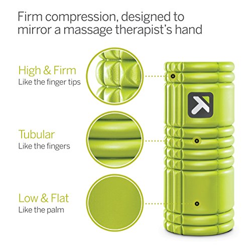 TriggerPoint Grid 1.0 Foam Roller - 13" Multi-Density Massage Roller for Deep Tissue & Muscle Recovery - Relieves Tight, Sore Muscles & Kinks, Improves Mobility & Circulation - Targets Key Body Parts - color: Lime