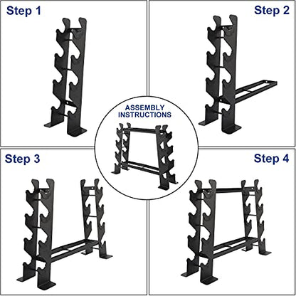 XPRT Fitness Compact Heavy Duty Dumbbell Rack | 400 lbs Capacity 2-Tier Steel Frame | Fits 5–30 lb Dumbbells | Space-Saving A-Frame Design for Home Gym