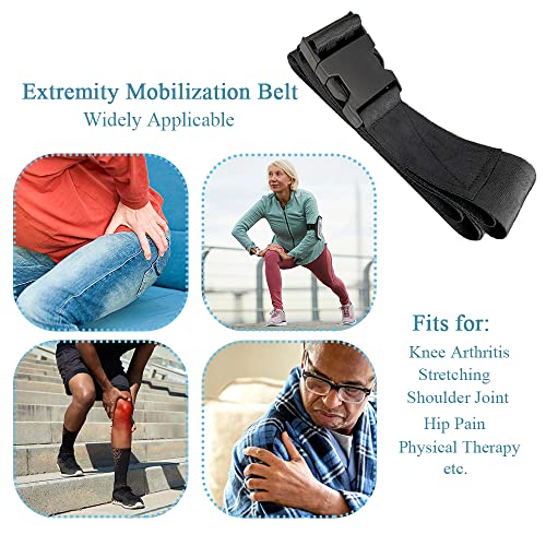 EDWERD Extremity Mobilization Belt - 7.5 ft Adjustable Manual Traction Mobility Aid Strap for Stretching Yoga Leg Shoulder Exercise Shoulder Joint Release Knee Arthritis (Black)