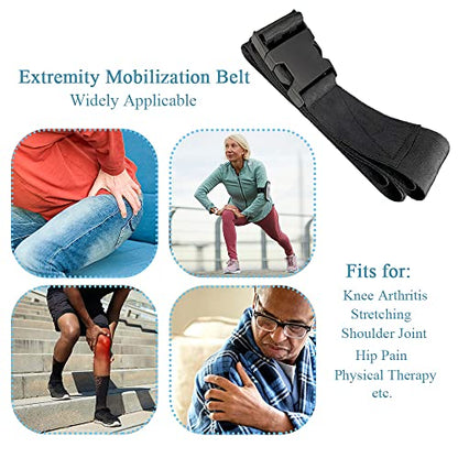 EDWERD Extremity Mobilization Belt - 7.5 ft Adjustable Manual Traction Mobility Aid Strap for Stretching Yoga Leg Shoulder Exercise Shoulder Joint Release Knee Arthritis (Black)