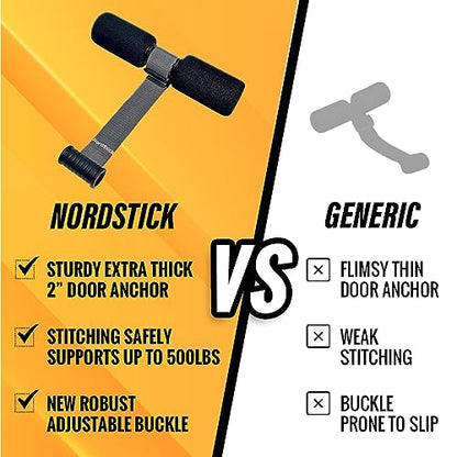Nordic Hamstring Curl Strap - Original Nord Stick Exercise Set for Home and Travel - 5 Second Set Up