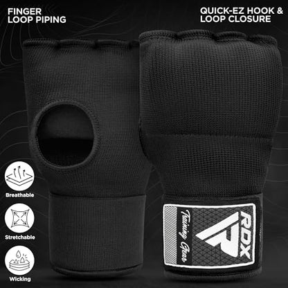 RDX Gel Boxing Hand Wraps Inner Gloves Men Women, Quick 100cm Long Wrist Straps, Elasticated Padded Fist Under Mitts Protection, Muay Thai MMA Kickboxing Martial Arts