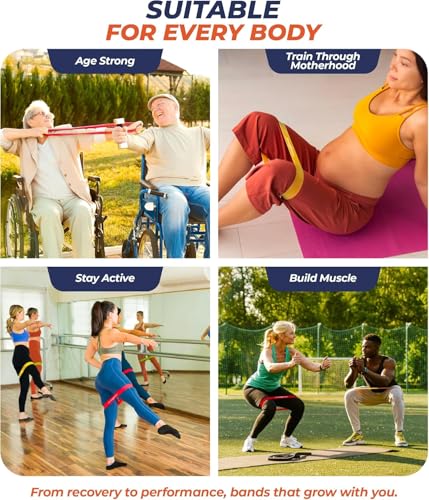 Resistance Bands Set, 6-Level Portable Exercise Bands for Strength Training, Stretching, Fitness Indoor/Outdoor