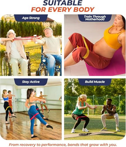 Resistance Bands Set, 6-Level Portable Exercise Bands for Strength Training, Stretching, Fitness Indoor/Outdoor