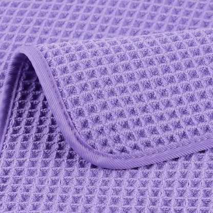 POLYTE 430 GSM Poly Blend Microfiber Quick Dry Waffle Hand Towel, 16x30 in - color: Purple