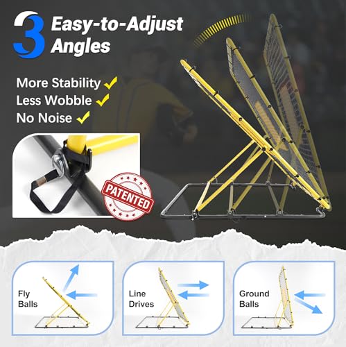 Heavy Duty Baseball Rebounder Net Fielding Trainer Pro Softball Pitch Back Bounce Pitchback for Ground, Line Drive, Fly Ball Return Settings - size: 4 x 4.5 ft