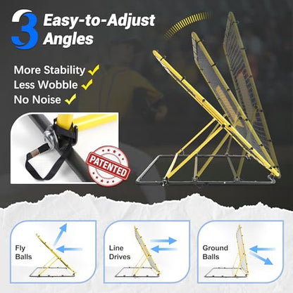 Heavy Duty Baseball Rebounder Net Fielding Trainer Pro Softball Pitch Back Bounce Pitchback for Ground, Line Drive, Fly Ball Return Settings - size: 4 x 4.5 ft