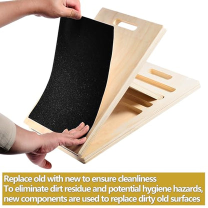 Non-Slip Sandpaper Board Fit Slant Board for Calf-Stretching, Wooden Incline Wedge Stretcher, Balance Block Replacement - size: 12.6×11