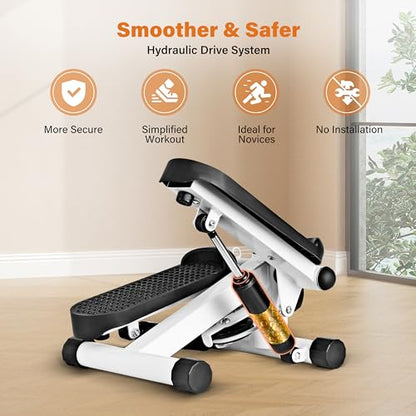 YSSOA Mini Stepper with Resistance Band, Stair Stepping Fitness Exercise Home Workout Equipment for Full Body Workout