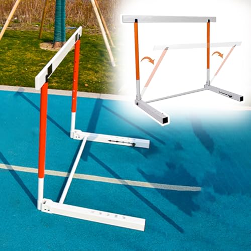 Portable Folding Adult Kid Hurdles, Metal Track Field Hurdles for School Gym, Speed Agility Obstacle Training Tool, 30"-42" Tall Adjustable Hurdle