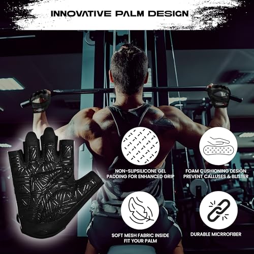 WESTWOOD FOX Weight Lifting Gloves for Men & Women– Breathable Workout Gloves with Thick Padding,Full Palm Protection,Non-Slip Grip,Shock Absorption Gym Gloves for Fitness & Cycling