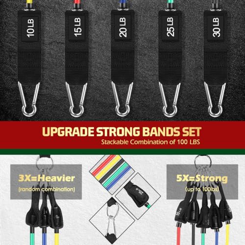 VEICK Resistance Bands Set - Exercise Equipment with Handles, Ankle Straps & Door Anchor for Home Gym, Shoulder Chest Leg Rowing Golf Cable Workout