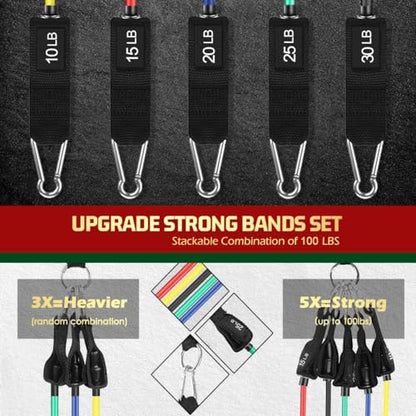 VEICK Resistance Bands Set - Exercise Equipment with Handles, Ankle Straps & Door Anchor for Home Gym, Shoulder Chest Leg Rowing Golf Cable Workout