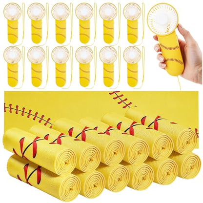 24 Pcs Softball Team Gifts Set, Includes 12 Pcs Softball Cooling Towels and 12 Portable Fans, 40"x12" Workout Sport Towels Mini Handheld Fan for Sport Party Favors (Battery Not Include)