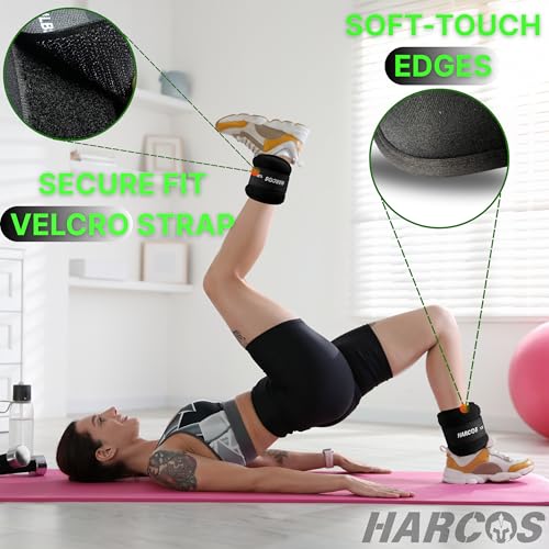 Harcos Adjustable Neoprene Ankle & Wrist Weights – 1lb wrist weights,2lb,3 lbs,4lbs 5lbs & 10lb ankle weights10lb Pair | Wearable Weights for Women & Men, Bala Bangles Alternative | Arm, Leg, Foot & Running Exercise Gear - size: 8Lb Pair (4lb x 2)