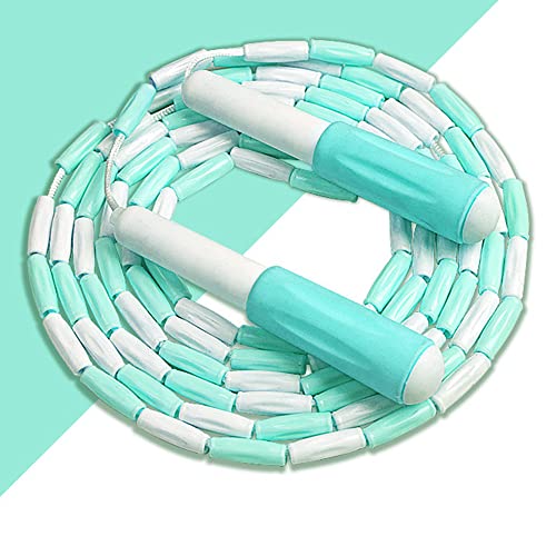 Jump Rope Soft Beaded Skipping Rope Adjustable Length Tangle Basic Jump Ropes for Fitness School Exercise Equipment for Women,Men Perfect Weight Loss 9 FT - color: Green