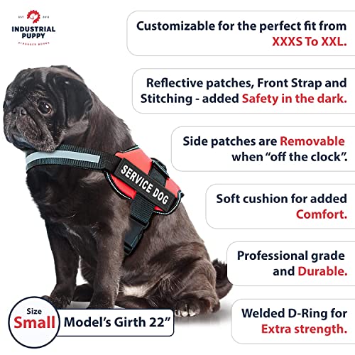 Service Dog Vest Harness - Durable & Adjustable Vest for Dog with Reflective Straps, Removable Patches, 50 ADA Cards, Handle & D-Ring, Travel and Daily Use,Bright Red, Small 19.5"-25"