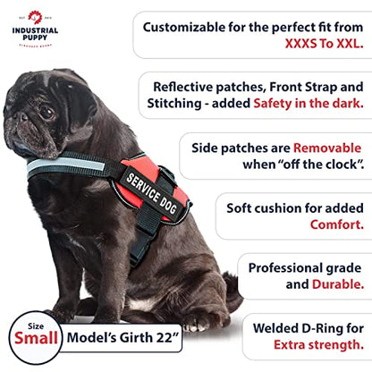 Service Dog Vest Harness - Durable & Adjustable Vest for Dog with Reflective Straps, Removable Patches, 50 ADA Cards, Handle & D-Ring, Travel and Daily Use,Bright Red, Small 19.5"-25"