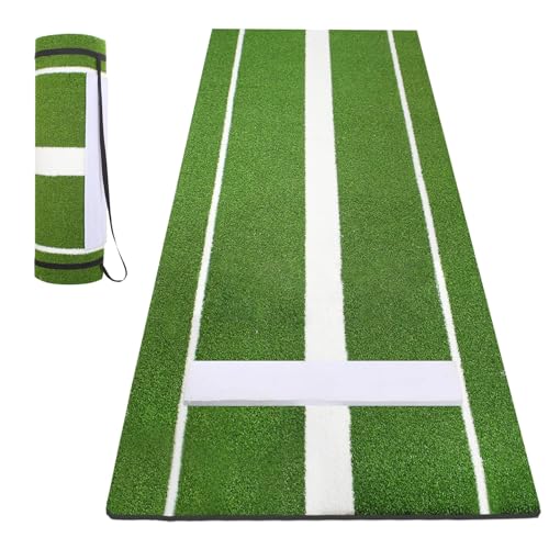 Softball Pitching Mat - 10' X 3' Indoor/Outdoor Training Aid with Pitching Mound - Ideal for Skill Development & Practice - High Traction, Premium EVA Pitching Mound-Green/Red - color: ‎Green