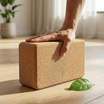 Cork Yoga Block, 9" x 6" x 3" Yoga Brick Cork Blocks Non-Slip for Women & Men Lightweight Yoga Accessories for Yoga, Pilates & Stretching