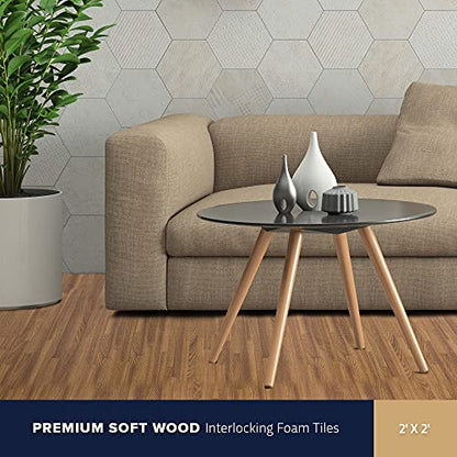 IncStores Premium Soft Wood Print Foam Flooring Tiles | Interlocking Foam Tiles for Home, Gym, Training and Yoga | 3/8 and 5/8 Inch