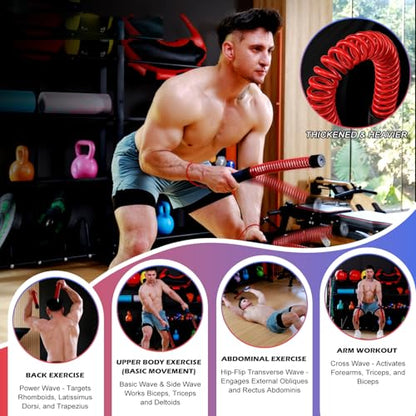 Upgraded Ropeless Battle Ropes for Home Gym, 1.7-2.8 lb Weighted Cords