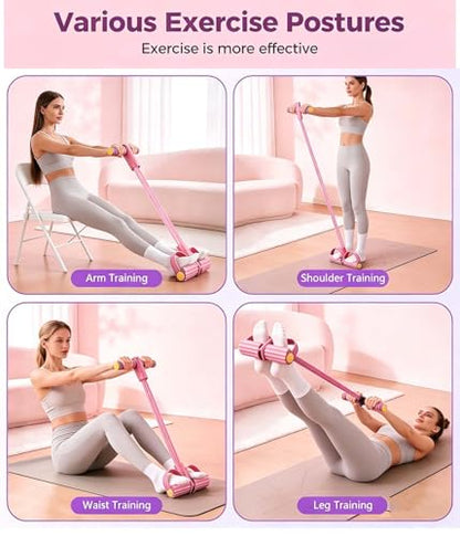 8 Tube Resistance Band with Foot Pedal & Handles, Pink Purple 2 Pack, Resistance Bands for Full Body Workout, Abs, Arms, Legs & Core Training