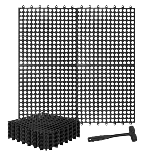 Interlocking Floor Tiles 12x12 Inch, 12 Pack Soft PVC Non-Slip Drainage Tiles with Holes for Bathroom, Pool Deck, Gym, Garage, Kitchen & Wet Areas, Easy Splicing Anti-Fatigue Mat (12)