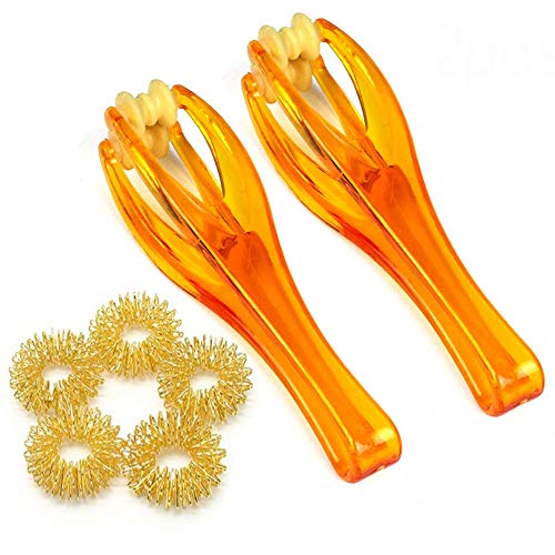 2 Finger Massager Roller & 5 Acupressure Rings - Arthritis Pain Relief & Trigger Finger Therapy Tool - Manual Hand Circulation Massagers for Carpal Tunnel, Rock Climbing Recovery & Gifts