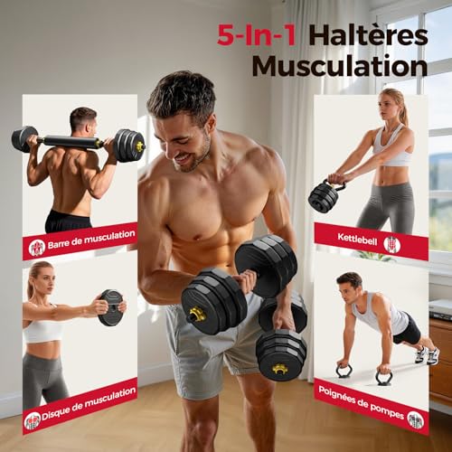 FEIERDUN Adjustable Dumbbells Set, 48/68/88lbs Free Weight Set with 4 Modes, Used as Barbell, Kettlebells, Push up Stand, Fitness Exercises for Home Gym Suitable Men/Women - style: 48 lbs (24 lbs each)