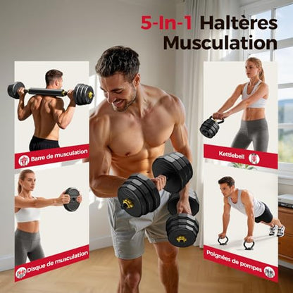 FEIERDUN Adjustable Dumbbells Set, 48/68/88lbs Free Weight Set with 4 Modes, Used as Barbell, Kettlebells, Push up Stand, Fitness Exercises for Home Gym Suitable Men/Women - style: 48 lbs (24 lbs each)