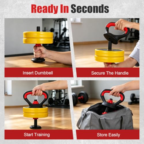 YARNOW Adjustable Kettlebell Handle with Stable Base, Kettle Bell Grip for Dumbbells, Converter for Strength Training Home Gym Weights Set, Ergonomic Gear
