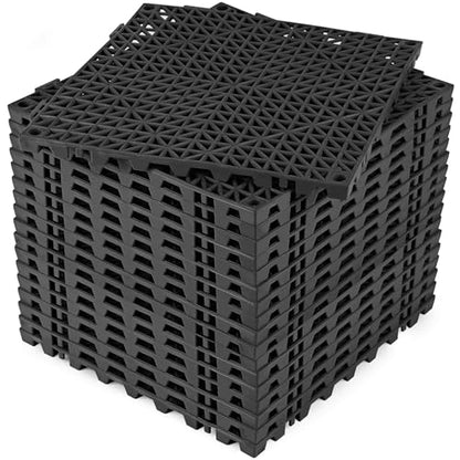 ToLanbbt Modular Interlocking Cushion 18P 11.8" x 11.8" Interlocking Rubber Floor Drain Holes Non-Slip Splicing Drainage Mats for Deck, Shower, Kitchen, Drain Pool, Sauna Bath, Indoor Outdoor (Black) - size: 18 PCS