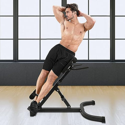 Roman Chair Back Extension Machine, 330lbs Multi-Functional Bench Adjustable Back Exercise Machine Hyperextension Bench Ab Machine Workout Equipment with 8 Adjustable for Home Gym Hotel School
