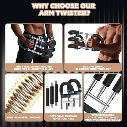 Twister Arm Trainer with Grip Strength Trainer, 20-270lbs Adjustable & 20-160lbs Foldable Options, Chest Workout Equipment, Arm Trainer for Men Women, Home Gym Strength Trainer,Chest and Arm Exerciser