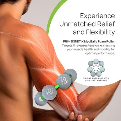 PRIMEKINETIX MyoBalls Massage Therapy Balls - 360° Relief for Plantar Fasciitis, Shin Splints, Tight Calves & IT Band - Deep Tissue Trigger Point Tool for Athletes & Active Lifestyles - 7 Ball Set