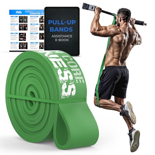 Pull Up Assistance Resistance Bands - Long Loop Power Bands for Men and Women - Strength Power Flexibility Training at Home & Gym - Ebooks & Workout Chart Included by Iron Core Fitness - color: #8 Green