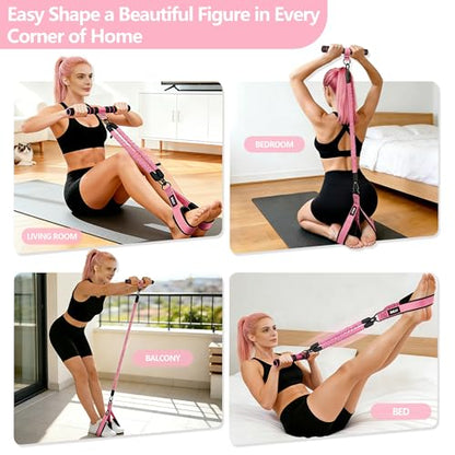 3 Tube Adjustable Pedal Resistance Band with Handle, Home Gym Equipment for Women – Targets Abs, Core, Waist, Arm & Leg, Sit Up Exercise Tool, Upgraded Multifunction Toning Bands for Abdomen & Glutes