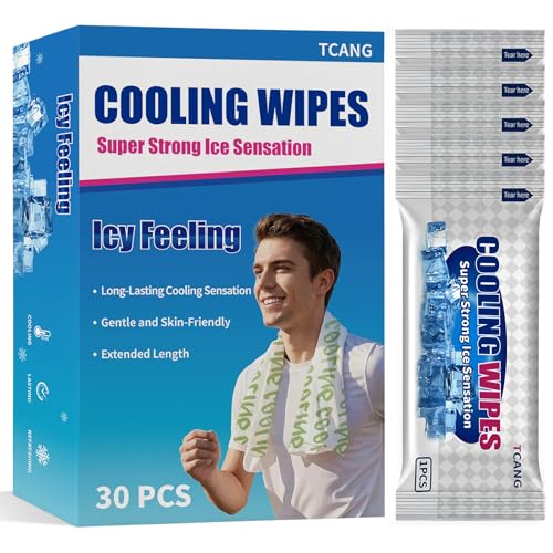 30 Pack Cooling Body Wipes, Alcohol-Free Cooling Towelettes Cooling Towel Alternative for Outdoor Sports, Camping, Hiking, Workout & Hot Weather(Green) - size: 30 Count (Pack of 1)