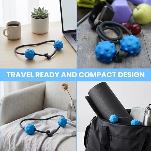 Adjustable Back Massage Peaunt Balls with Stretchable TPE Elastic Tube for Chair, 32"–64", Peanut Massage Roller for Deep Tissue Relief, Trigger Point Massager for Neck, Back & Shoulders