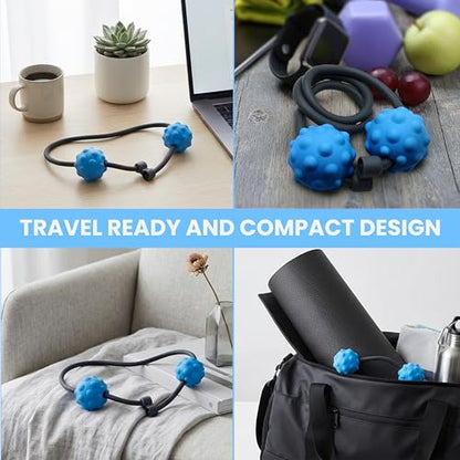 Adjustable Back Massage Peaunt Balls with Stretchable TPE Elastic Tube for Chair, 32"–64", Peanut Massage Roller for Deep Tissue Relief, Trigger Point Massager for Neck, Back & Shoulders