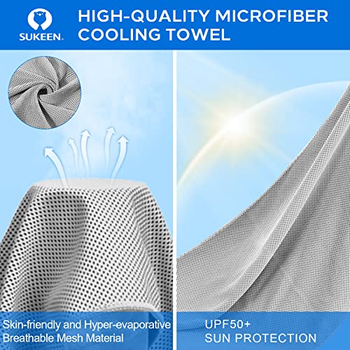 Sukeen 4 Pack Cooling Towels (40"x 12"), Cooling Neck Wraps, Soft Ice Towel - color: Grey/Lake Blue/Purple/Blue