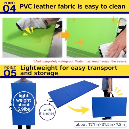 KaRaDaStyle Gymnastics Mat Folding Stretch Mats 71"x31"x2" Exercise Muscle Training Children Play Horizontal Bar Mat Yoga Sports Soundproof Home Use - color: Greige/4-fold