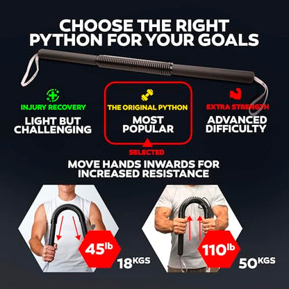 Python Power Twister Bar - Upper Body Exercise for Chest, Shoulder, Forearm, Bicep and Arm Strengthening Workout Equipment by Core Prodigy