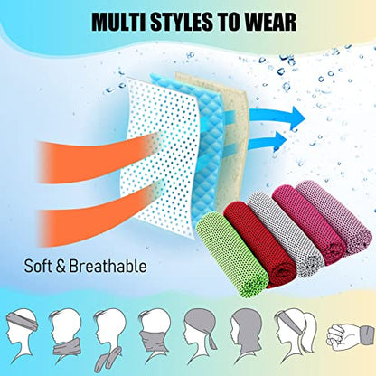 BBTO 80 Pcs Cooling Towels 32x12 in Microfiber,Multicolor - color: Multicolor