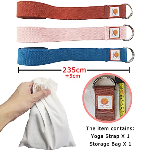 8ft 240g Super Thick Fitness Yoga Strap for Stretching, 3 Color Pure Cotton Durable Fitness Belt Bands Exercise Safe Adjustable D-Ring Buckle Gym Press Rope, Physical Therapy Tools - color: Brown