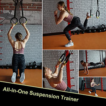 QUOLIX Gymnastic Rings with Adjustable Straps, Non-Slip Pull Up Rings with Straps, 1300lbs Exercise Rings with Straps for Home, Gymnastics Rings for Home Gym, Workout, Exercise, Training, Calisthenic