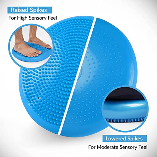 RFAQK Inflated Air Stability Wobble Cushion - Wiggle Seat to Improve Sitting Posture & Attention, Stability Balance Disc for Physical Therapy Exercise [Extra Thick, Pump, Bag, E-Book Included]
