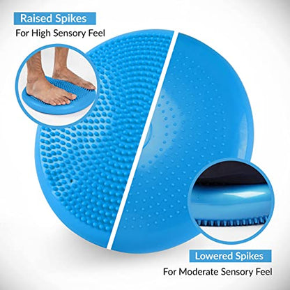 RFAQK Inflated Air Stability Wobble Cushion - Wiggle Seat to Improve Sitting Posture & Attention, Stability Balance Disc for Physical Therapy Exercise [Extra Thick, Pump, Bag, E-Book Included]